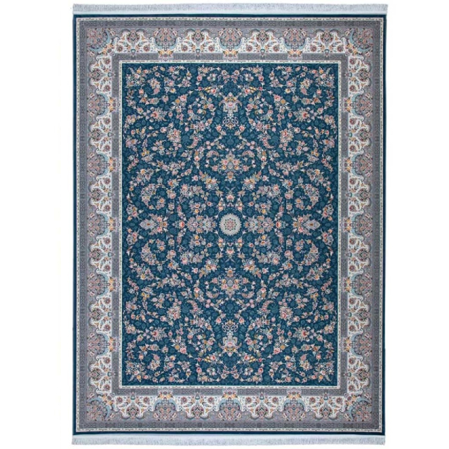 فرش پاتریس افشان سی گل آبی کاربنی ۱۵۰۰ شانه (ارسال رایگان)