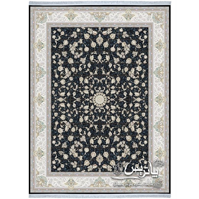 فرش پاتریس خشتی درباری سرمه‌ای ۱۰۵۰ شانه