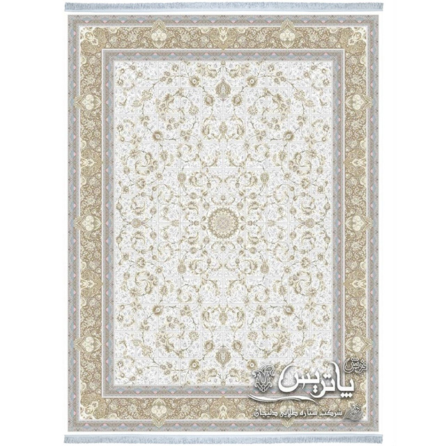 فرش  پاتریس خشتی درباری کرم ۱۰۵۰ شانه