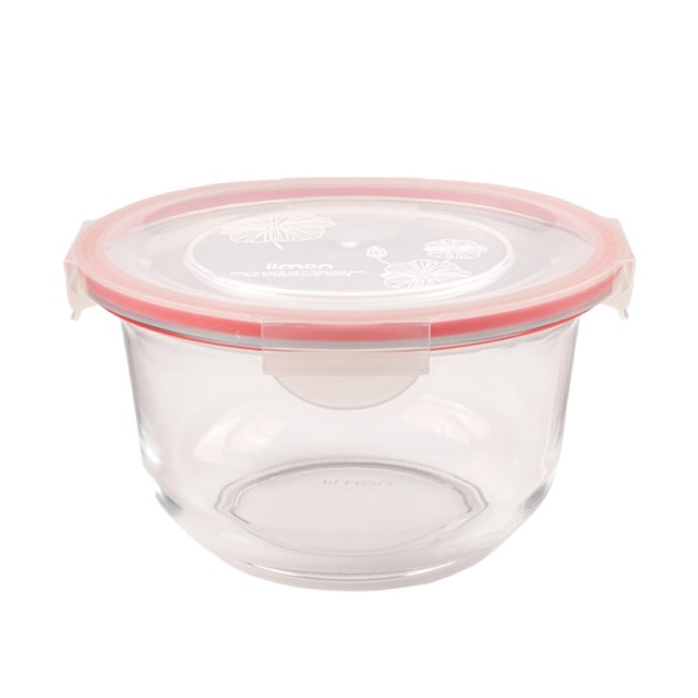 کاسه گرد شیشه ای دربدار متوسط 2 لیتر لیمون کد2076