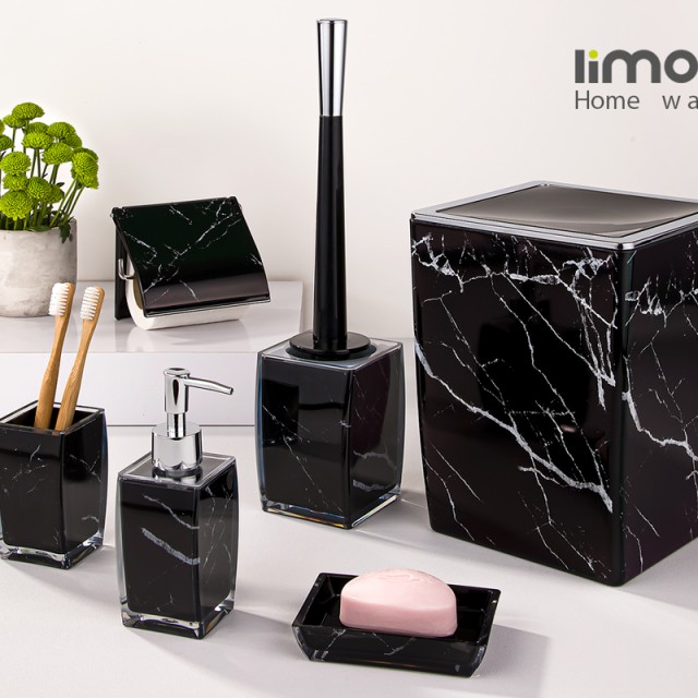 ست بهداشتی کلاسیک طرح ماربل کد 2023 مشکی سفید