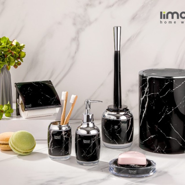 ست بهداشتی رومانتیک طرح ماربل کد 2024 مشکی سفید