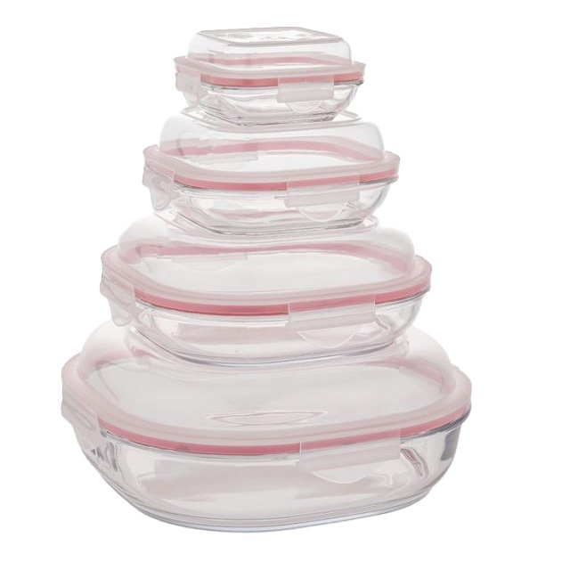 ست ظرف شیشه ای سرو و نگهداری دربدار کد 2049