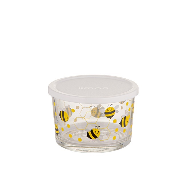 ظرف شیشه ای درب دار 190 میلی لیتر چاپ دار کد 1999