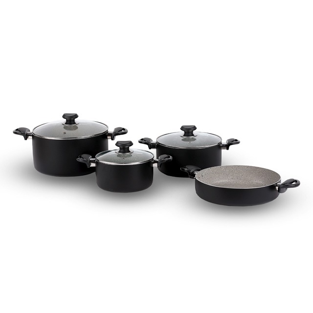 سرویس قابلمه 7 پارچه اورانوس مدل مگنولیا مشکی