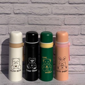 فلاسک استیل دو جداره حجم 500 میلی لیتر طرح حیوانات بابند سیلیکونی