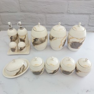 ست جا ادویه و پاسماوری 13 پارچه مدل کوبیسم کد 1007