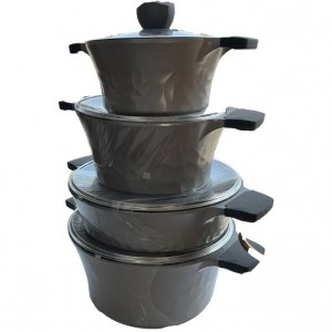 سرویس قابلمه چدن گرانیتی 8 پارچه ساپر مشکی