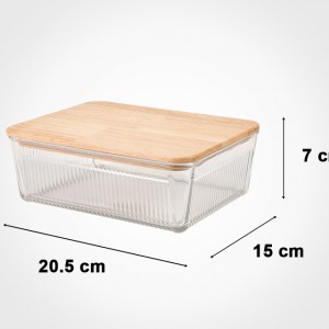 ظرف شیشه ای شیاردار لیمون درب چوبی 1/1 لیتر 2191