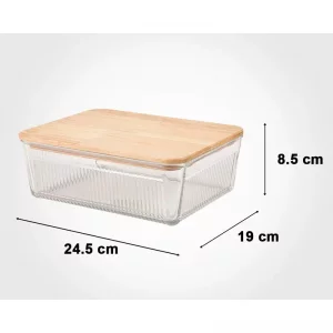 ظرف شیشه ای شیاردار 2.250 لیتر درب چوبی لیمون 2192