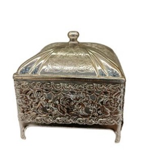 قندان مربع فلزي نقره اي