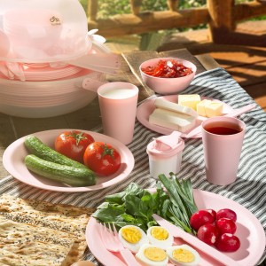 سرویس غذاخوری مسافرتی 6 نفره 52 پارچه یزدگل مدل مهتاب کد 052
