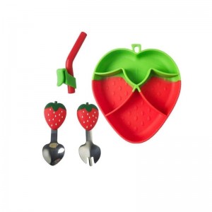 ست ظرف غذا کودک 4 تکه مدل توت فرنگی