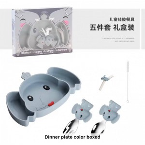 ست ظرف غذا کودک تمام سیلیکون طرح فیل