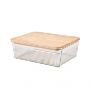 ظرف شیشه ای شیاردار لیمون درب چوبی 1/1 لیتر 2191