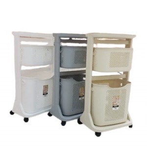 سبد رخت چرک لیمون مدل 2 طبقه چرخ دار