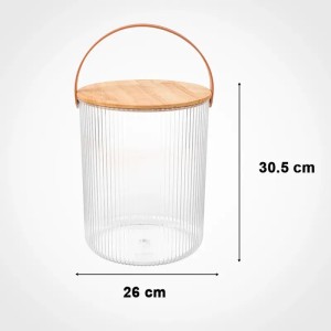 سطل شیاردار درب چوبی 12 لیتر لیمون با بدنه اکرولیکی کد: 245559