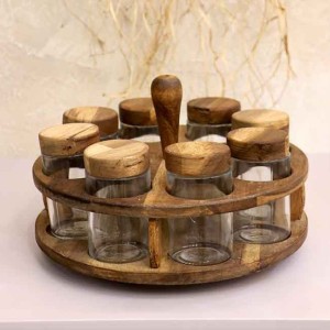 جا ادویه گرد گردان هشت تایی چوب آکاسیا کد 99082