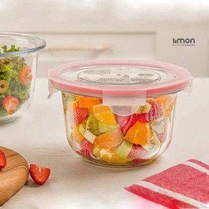 ظرف شیشه ای لیمون گرد درب‌دار 1/2 لیتر کد 207735