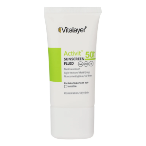 فلوئید ضدآفتاب بی‌رنگ ویتالیر مدل Activit SPF 50