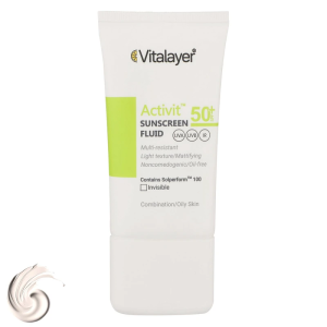 فلوئید ضدآفتاب بی‌رنگ ویتالیر مدل Activit SPF 50