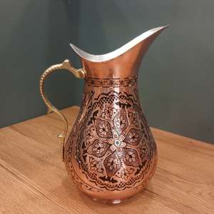 پارچ مسی اردکی الماس تراش دسته برنجی  نانو