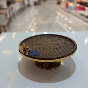 شیرینی خوری گرد پایه دار طرح موج طلایی
