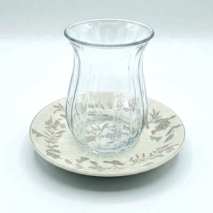 استکان و فنجان کمر‌باریک پرارین 12 پارچه رنگ نقره ای