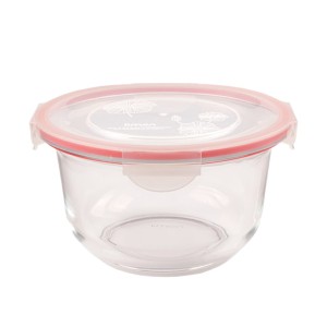 کاسه گرد شیشه ای دربدار متوسط 2 لیتر لیمون کد2076