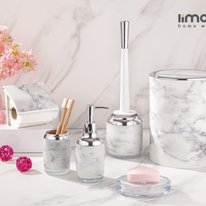 ست بهداشتی رومانتیک طرح ماربل کد 2024 سفید