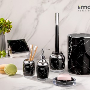 ست بهداشتی رومانتیک طرح ماربل کد 2024 مشکی سفید