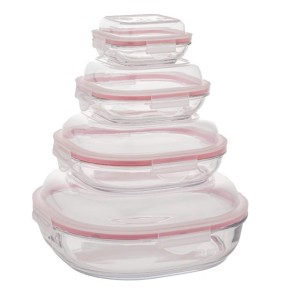 ست ظرف شیشه ای سرو و نگهداری دربدار کد 2049