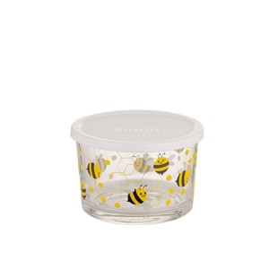 ظرف شیشه ای درب دار 190 میلی لیتر چاپ دار کد 1999