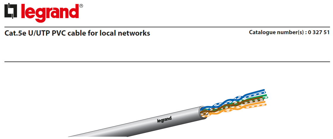 مشخصات کامل کابل شبکه لگراند Cat5EUTP