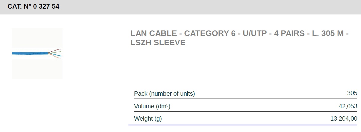 کابل شبکه لگراند Cat6UTP LSZH Cover