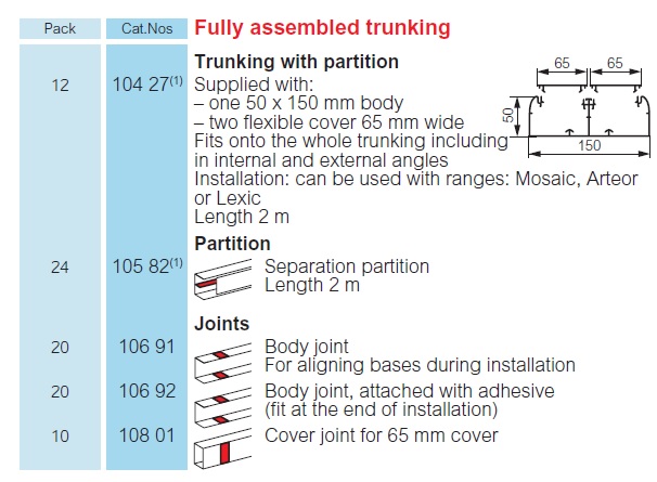 سطح مقطع ترانکینگ لگراند - legrand 50*150 mm trunking