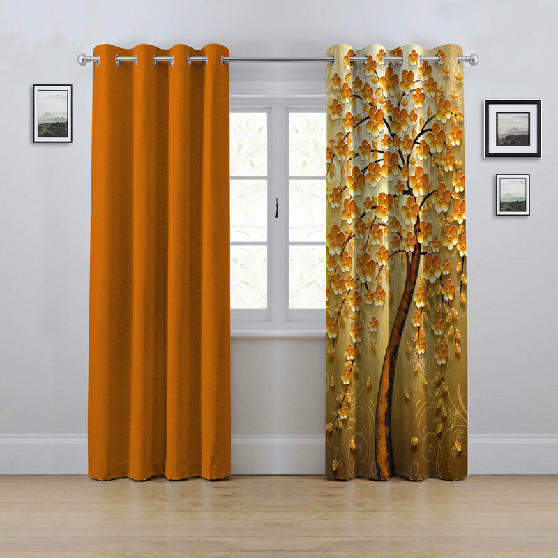 پرده مدل پانچی طرح درخت سه بعدی سایز 280x145 سانتی متر