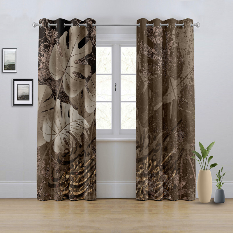 پرده مدل پانچی برگ سایز 280x145 سانتی متر