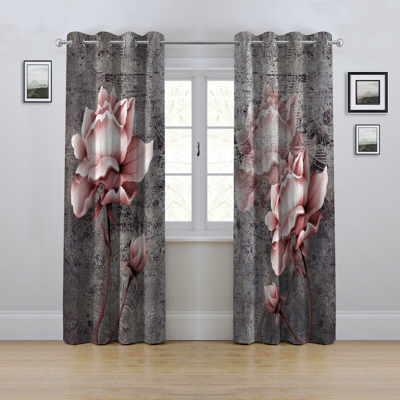 پرده مدل پانچی طرح گل سه بعدی سایز 280x145 سانتی متر