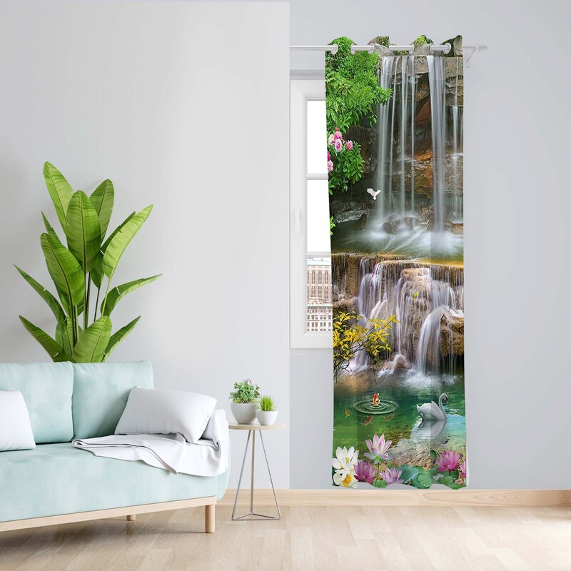 پرده طرح طبیعت مدل مخمل پانچی کد 5551L z سایز 140x200 سانتی متر