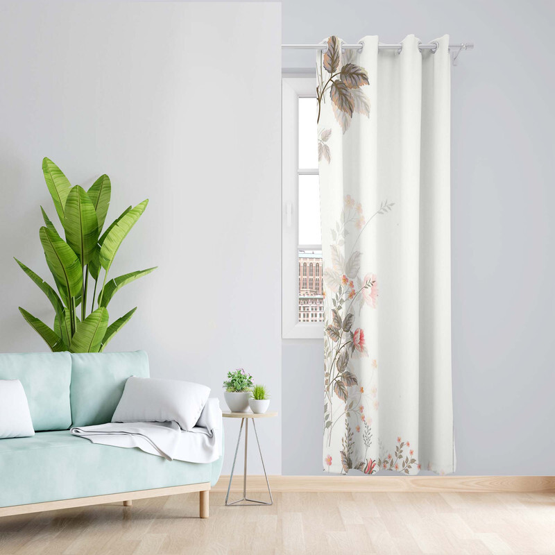 پرده طرح برگ مدل مخمل پانچی کد 5591L z سایز 140x200 سانتی متر