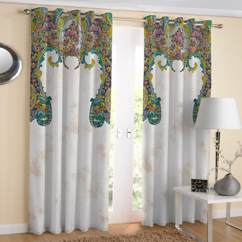 پرده مدل هازان چاپی طرح سنتی کد 3277 سایز 140x280  سانتی متر