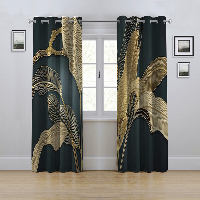 پرده مدل پانچی طرح برگ سایز 280x145 سانتی متر