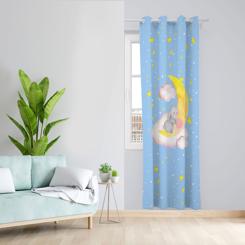 پرده مدل اتاق کودک مخمل پانچی طرح خرگوش کد 4092 سایز 140x280 سانتی متر