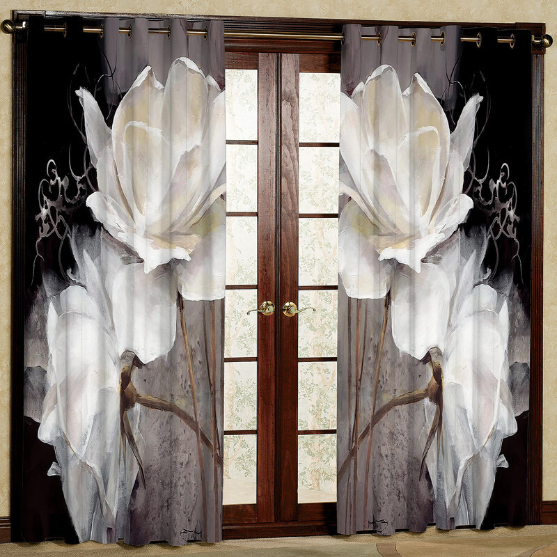 پرده مدل گل سفید هازان پانچی کد 1165 سایز 140x200 سانتی متر