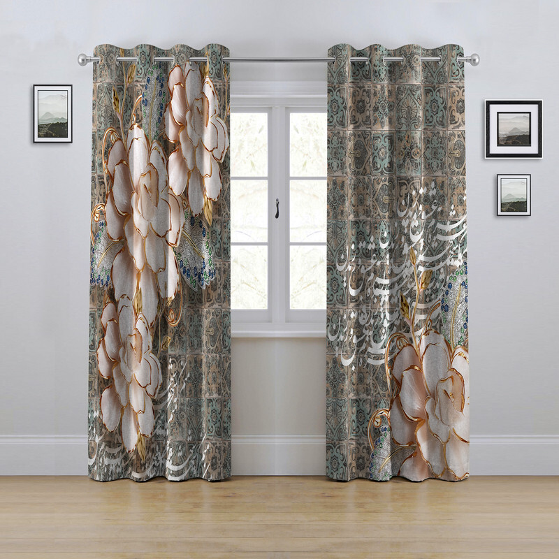 پرده مدل پانچی طرح گل سه بعدی سایز 280x145 سانتی متر