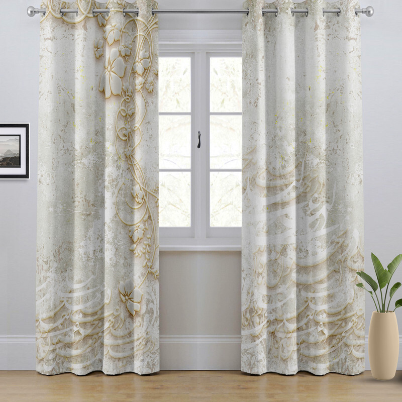 پرده مدل پانچی طرح نقاشی خط سایز 280x145 سانتی متر