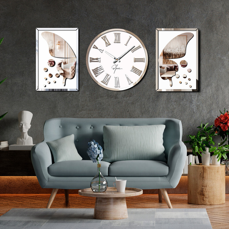 ساعت دیواری مدل Carolyn به همراه دو عدد تابلو