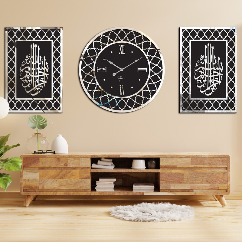 ساعت دیواری مدل اسلیمی به همراه تابلو