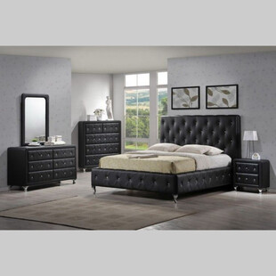 تخت خواب دونفره مدل H468 سایز 200×160 سانتی متر به همراه میزآرایش و آینه و پاتختی و داور